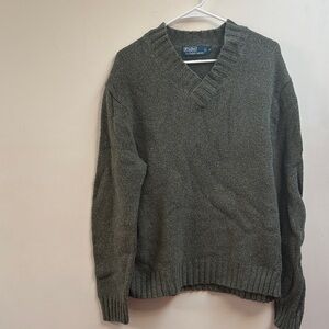 Polo by Ralph Lauren Men's Olive Green V-Neck Sweater